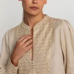 GREEK ARCHAIC KORI Cross Top in Beige/Gold