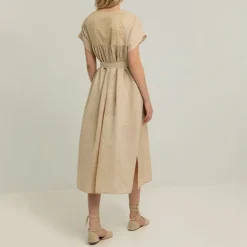 GREEK ARCHAIC KORI Cross Dress in Beige/Gold