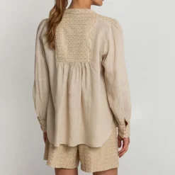 GREEK ARCHAIC KORI Cross Top in Beige/Gold