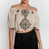 GREEK ARCHAIC KORI Lefkada Top in Beige/Black