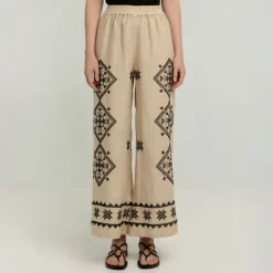 GREEK ARCHAIC KORI Lefkada Trouser in Beige/Black