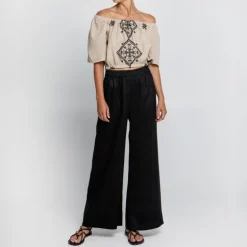GREEK ARCHAIC KORI Lefkada Top in Beige/Black