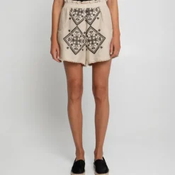 GREEK ARCHAIC KORI Lefkada Shorts in Beige/Black