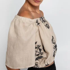 GREEK ARCHAIC KORI Lefkada Top in Beige/Black