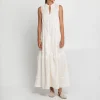 GREEK ARCHAIC KORI Pixel Wimbledon Dress in White/Ecru Gold