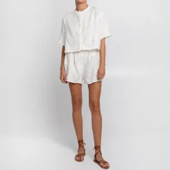 GREEK ARCHAIC KORI Pixel Shirt in White/Ecru Gold