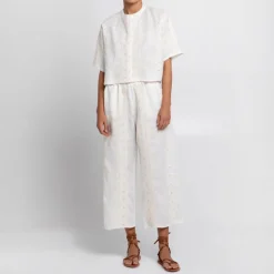 GREEK ARCHAIC KORI Pixel Shirt in White/Ecru Gold