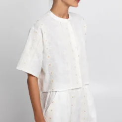 GREEK ARCHAIC KORI Pixel Shirt in White/Ecru Gold