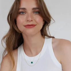Green Onyx Signature Fine Cord Necklace in Gold | Collen & Clare
