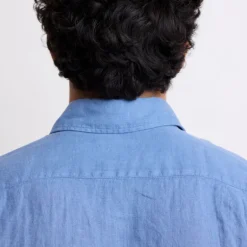 HARTFORD L/S Paul Linen Shirt in Nautic Blue