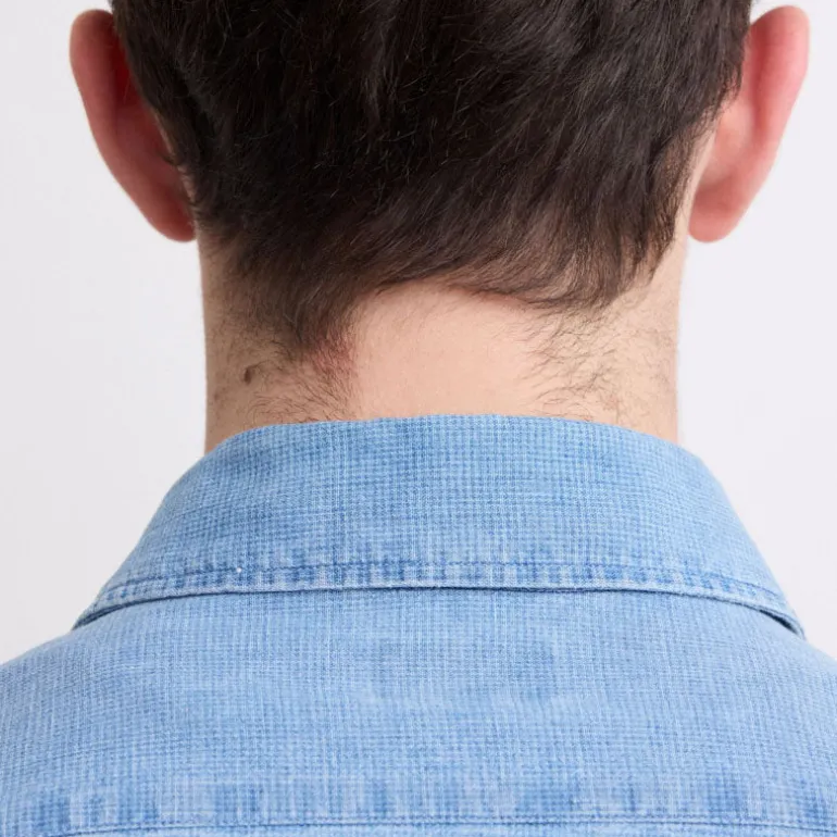 HARTFORD Paul Linen Cotton Shirt in Indigo