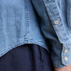 HARTFORD Paul Linen Cotton Shirt in Indigo