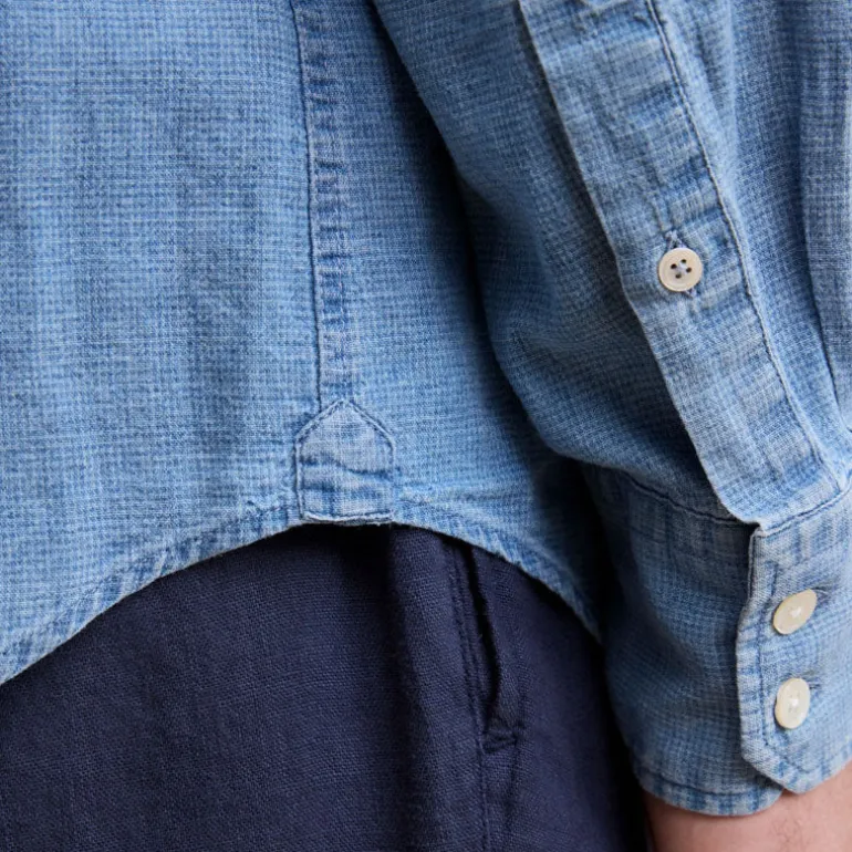 HARTFORD Paul Linen Cotton Shirt in Indigo