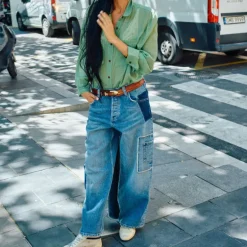 HEYANNO MMHPure Deconstructed Jeans in Light Blue