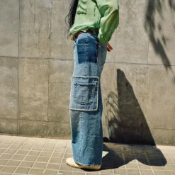 HEYANNO MMHPure Deconstructed Jeans in Light Blue