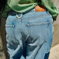 HEYANNO MMHPure Deconstructed Jeans in Light Blue