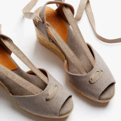 High Catalina Atelier Linen Espadrille in Taupe | Collen & Clare