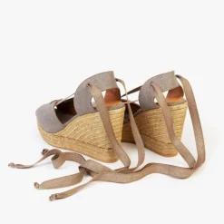 High Catalina Atelier Linen Espadrille in Taupe | Collen & Clare