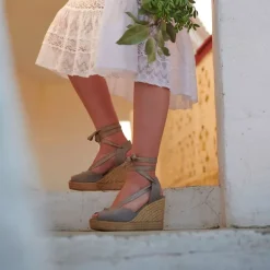 High Catalina Atelier Linen Espadrille in Taupe | Collen & Clare