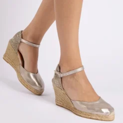 High Mary Jane Metallic Espadrille in Champagne | Collen and Clare | Collen and Clare