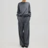IRIS & WOOL Core Merino Logo Sweater in Grey Melange