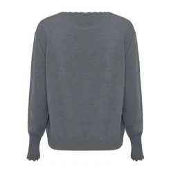 IRIS & WOOL Core Merino Logo Sweater in Grey Melange