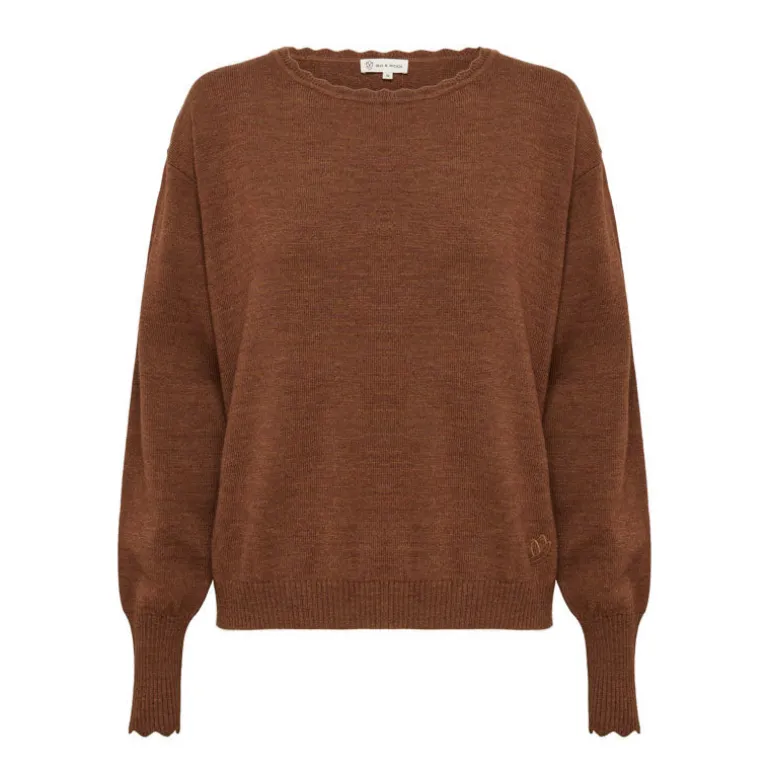 IRIS & WOOL Core Merino Logo Sweater in Walnut Melange