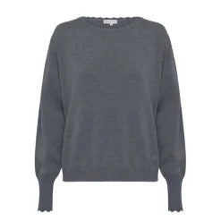 IRIS & WOOL Core Merino Logo Sweater in Grey Melange
