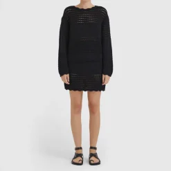 IRIS & WOOL Margot Crochet Sweater in Black