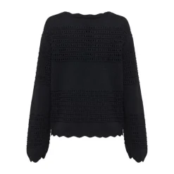 IRIS & WOOL Margot Crochet Sweater in Black