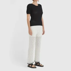 IRIS & WOOL Ruby Pointelle Top in Black