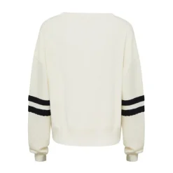 IRIS & WOOL Ruched Striped Rib Sweater in Cream