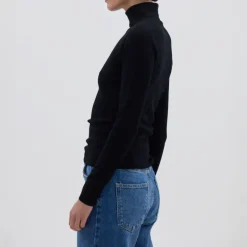 IRIS & WOOL Wool Roll Neck in Black