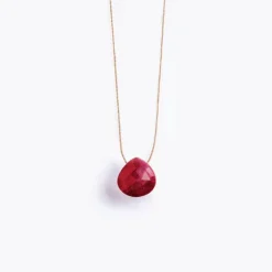 July Fine Cord Birthstone Necklace in Ruby | Collen and Clare
