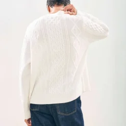 Jumper 1234 Aran Cardigan in Maritime White