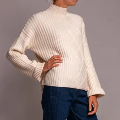 Jumper 1234 Aran Rib Turtle Neck Jumper in Jasmine