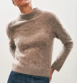 Jumper 1234 Brushed Turtle Neck Knit in Moose