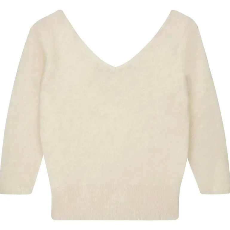 Jumper 1234 Brushed Vee Knit in Cream