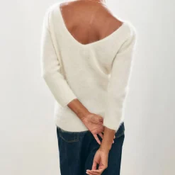 Jumper 1234 Brushed Vee Knit in Cream
