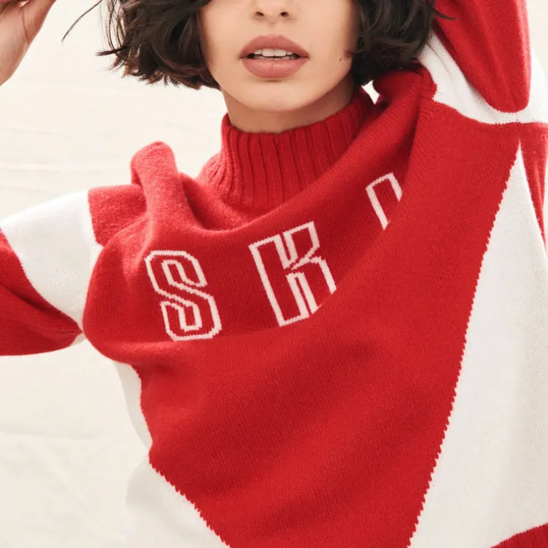 Jumper 1234 Contrast Ski Turtle in Red/White