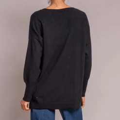 Jumper 1234 Oversize V Neck Jumper in Black