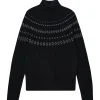 Jumper 1234 Rib Ski Roll Collar Knit in Black/Cream