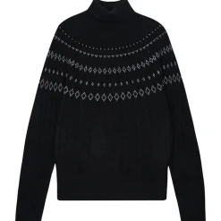 Jumper 1234 Rib Ski Roll Collar Knit in Black/Cream