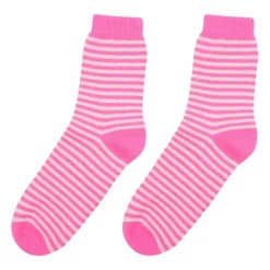 Jumper 1234 Stripe Socks in Hot Pink/ Cream