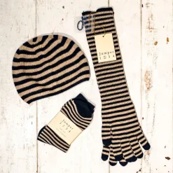 Jumper 1234 Stripe Socks in Navy/ Light Brown