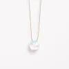 June Fine Cord Birthstone Necklace in Rainbow Moonstone | Collen and Clare