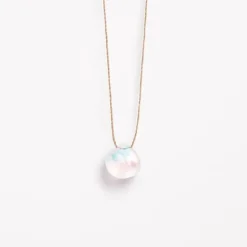 June Fine Cord Birthstone Necklace in Rainbow Moonstone | Collen and Clare