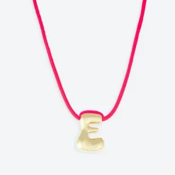 LA MOME BIJOU E Initial Joy Letter Necklace in Gold