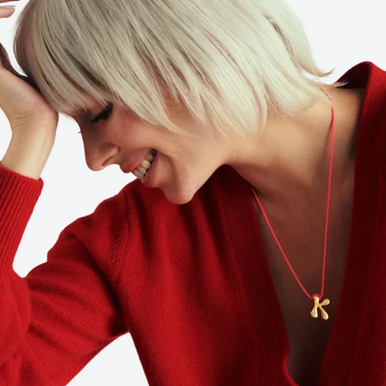 LA MOME BIJOU K Initial Joy Letter Necklace in Gold