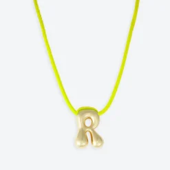 LA MOME BIJOU R Initial Joy Letter Necklace in Gold